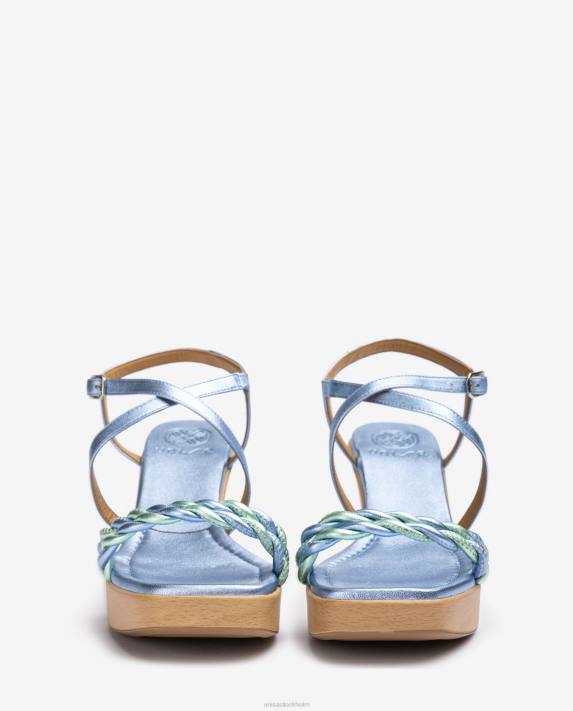 Unisa kvinnor blå sandal i metallisk effekt i läder 06DT245