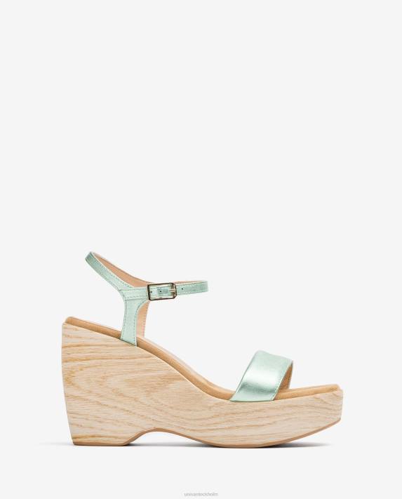 Unisa kvinnor blå sandal i metallisk effekt med block 06DT280