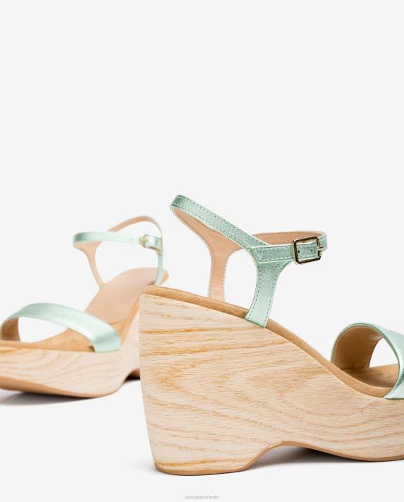 Unisa kvinnor blå sandal i metallisk effekt med block 06DT280