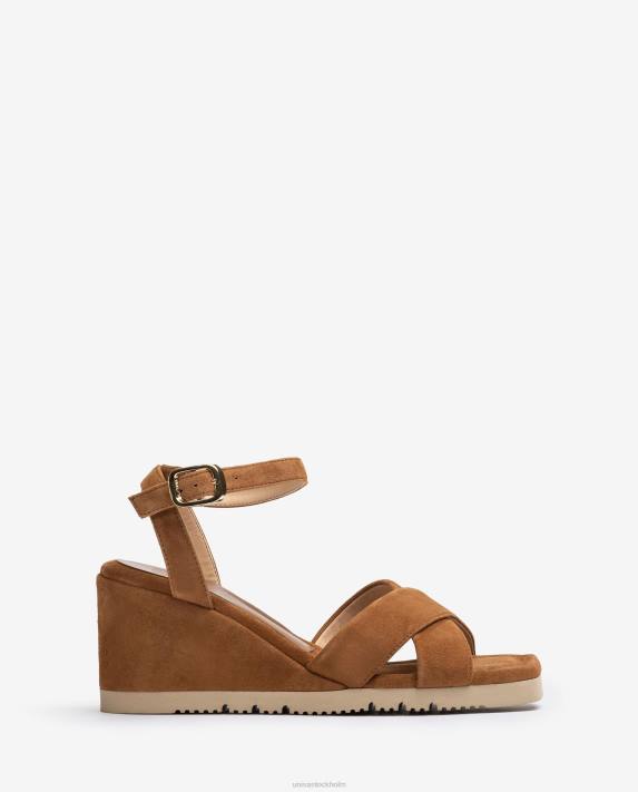 Unisa kvinnor brun sandal med kilklack och vadderad sula 06DT415