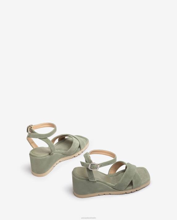 Unisa kvinnor grön sandal med kilklack och vadderad sula 06DT169