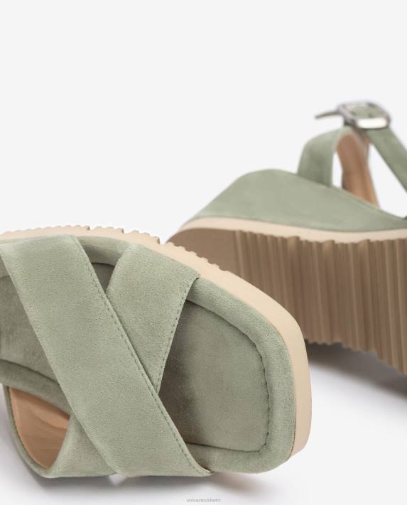 Unisa kvinnor grön sandal med kilklack och vadderad sula 06DT169