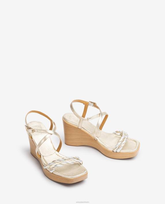 Unisa kvinnor guld sandal i metallisk effekt i läder 06DT246