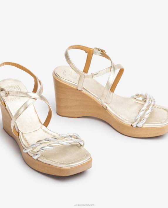 Unisa kvinnor guld sandal i metallisk effekt i läder 06DT246