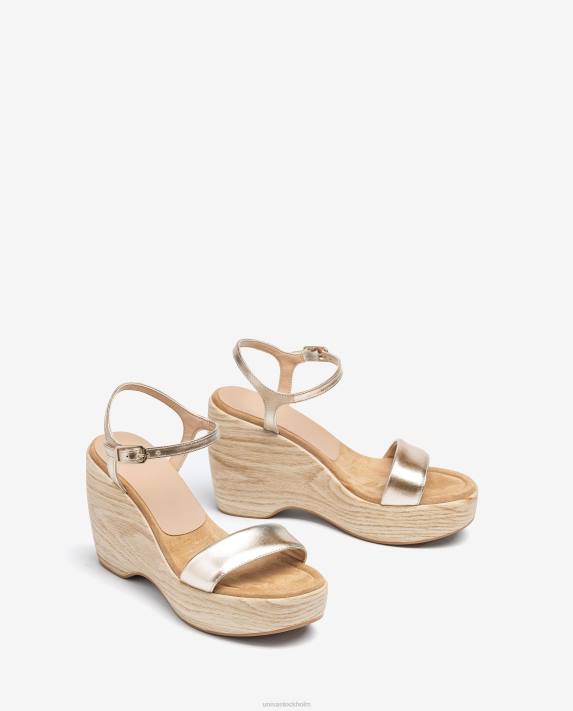 Unisa kvinnor guld sandal i metallisk effekt med block 06DT281