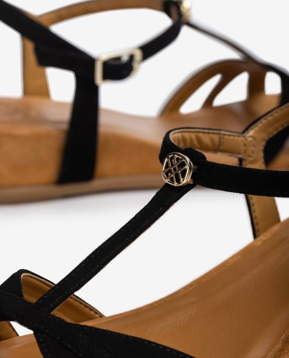 Unisa kvinnor svart sandal med remmar med kil 06DT76