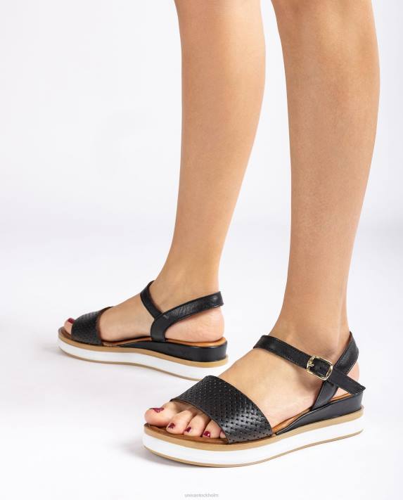 Unisa kvinnor svart sandal med sportig kil 06DT138