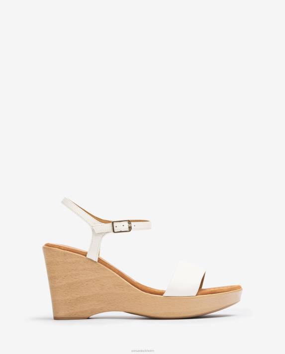 Unisa kvinnor vit lädersandal med block 06DT254