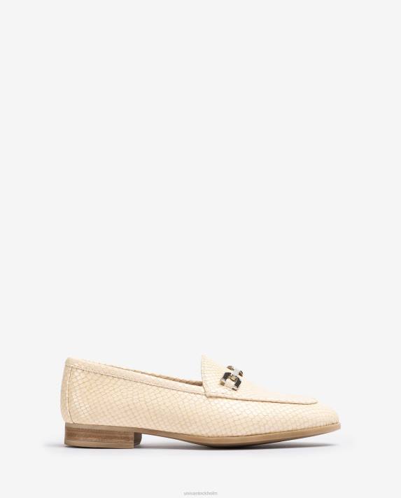Unisa kvinnor beige loafer i präglad läder 06DT1279