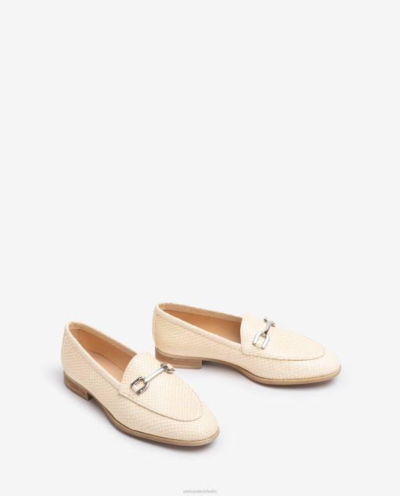 Unisa kvinnor beige loafer i präglad läder 06DT1279