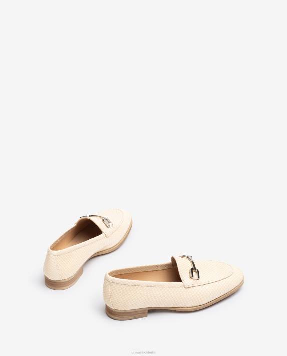 Unisa kvinnor beige loafer i präglad läder 06DT1279