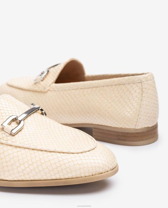 Unisa kvinnor beige loafer i präglad läder 06DT1279
