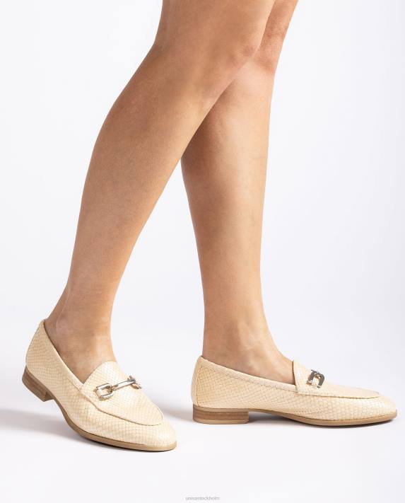 Unisa kvinnor beige loafer i präglad läder 06DT1279