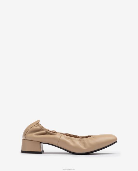 Unisa kvinnor beige sko med rynkad kant 06DT1296