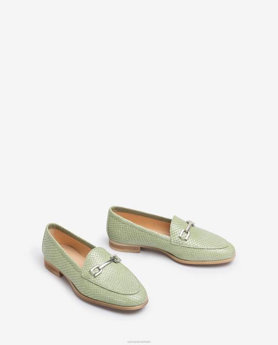 Unisa kvinnor grön loafer i präglad läder 06DT1278
