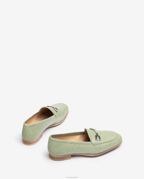 Unisa kvinnor grön loafer i präglad läder 06DT1278