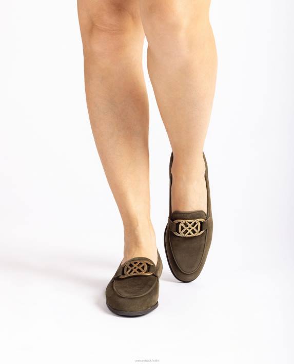 Unisa kvinnor grön loafers med klädsel 06DT1283