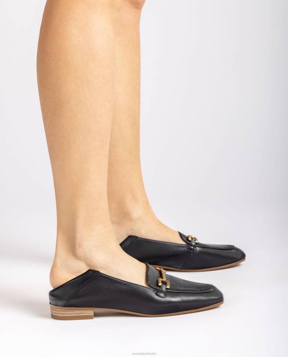 Unisa kvinnor svart loafers i läder med klädsel 06DT628