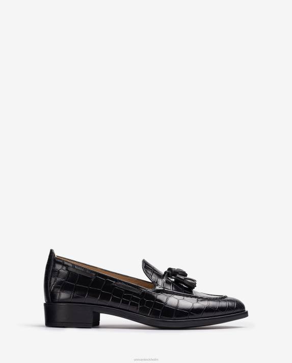 Unisa kvinnor svart loafers med tofsar 06DT1269