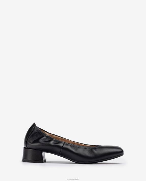 Unisa kvinnor svart sko med rynkad kant 06DT1297