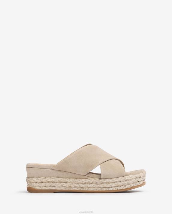 Unisa kvinnor beige mockasandal med korsade remmar 06DT813