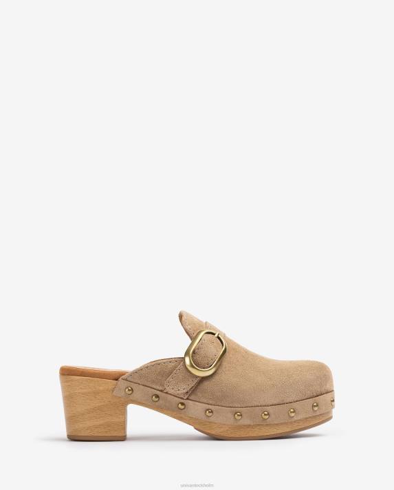 Unisa kvinnor beige mule med spänne och dubbar 06DT816