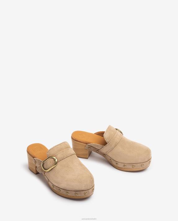 Unisa kvinnor beige mule med spänne och dubbar 06DT816