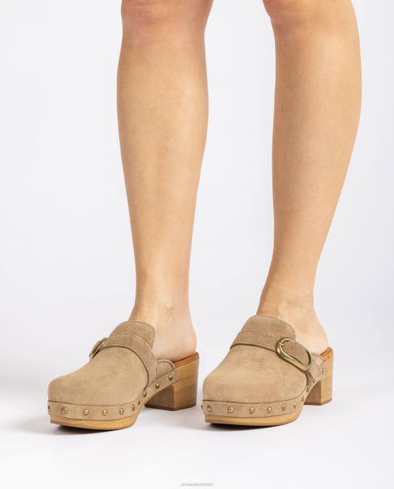 Unisa kvinnor beige mule med spänne och dubbar 06DT816
