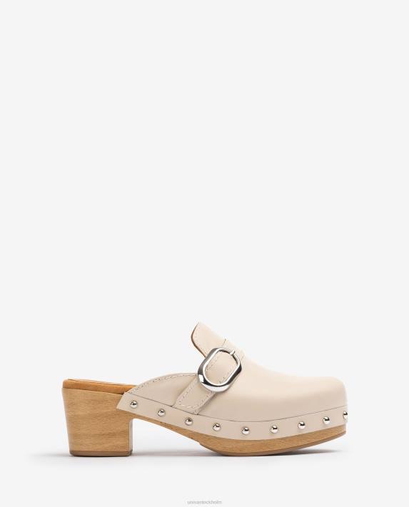 Unisa kvinnor beige mule med spänne och dubbar 06DT819