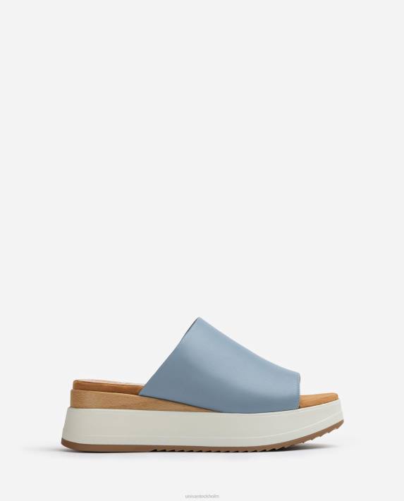 Unisa kvinnor blå sandal med kilklack och bred vamp 06DT829