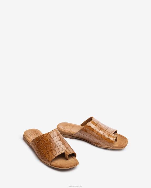 Unisa kvinnor brun platta mulesandaler i läder 06DT1260