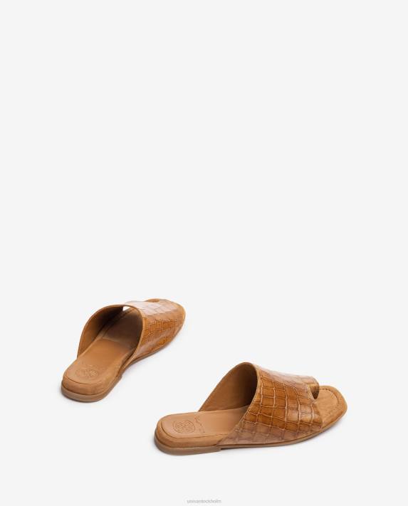 Unisa kvinnor brun platta mulesandaler i läder 06DT1260