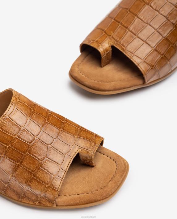 Unisa kvinnor brun platta mulesandaler i läder 06DT1260