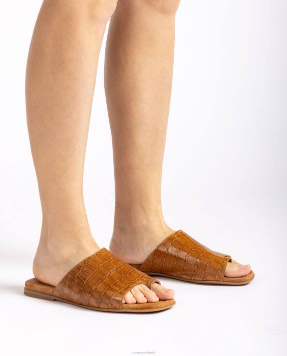 Unisa kvinnor brun platta mulesandaler i läder 06DT1260