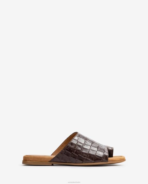 Unisa kvinnor brun platta mulesandaler i läder 06DT1261