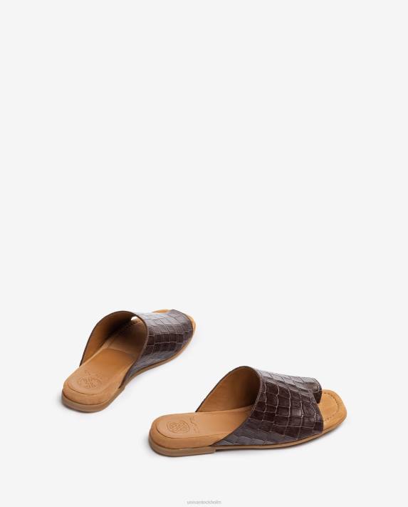 Unisa kvinnor brun platta mulesandaler i läder 06DT1261