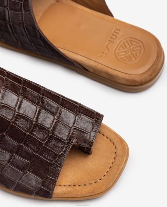 Unisa kvinnor brun platta mulesandaler i läder 06DT1261