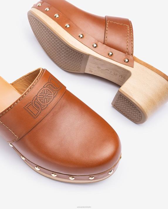 Unisa kvinnor brun träsko gjord i läder 06DT807