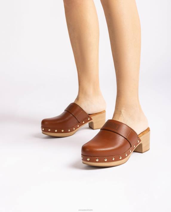 Unisa kvinnor brun träsko gjord i läder 06DT807