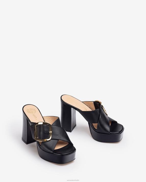 Unisa kvinnor svart sandal med bred korsad rem 06DT808