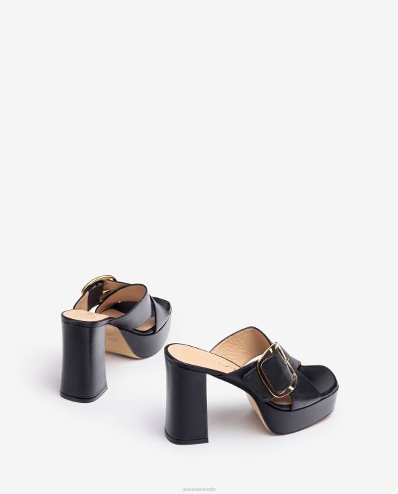 Unisa kvinnor svart sandal med bred korsad rem 06DT808