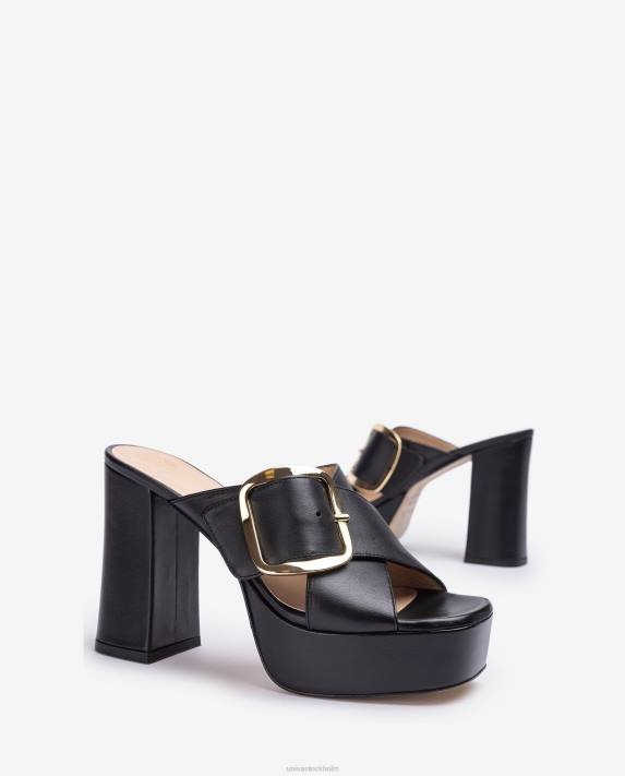 Unisa kvinnor svart sandal med bred korsad rem 06DT808