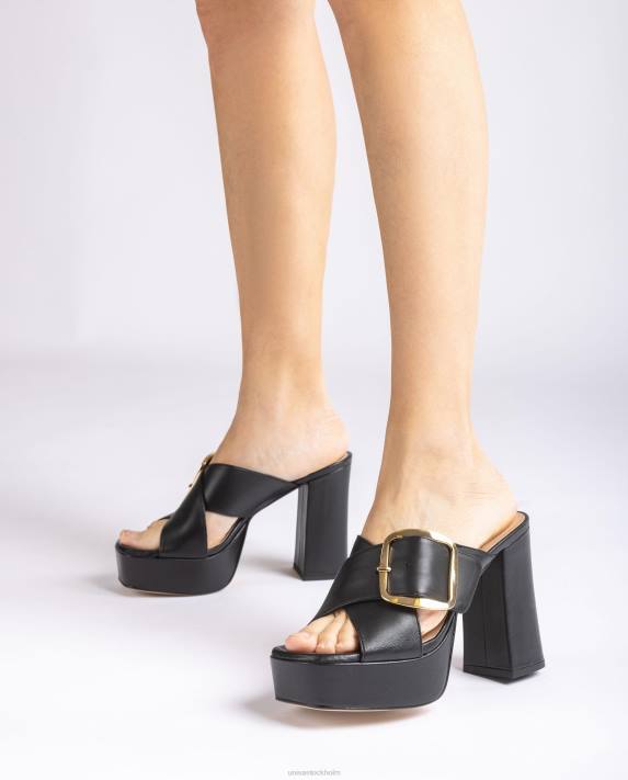 Unisa kvinnor svart sandal med bred korsad rem 06DT808