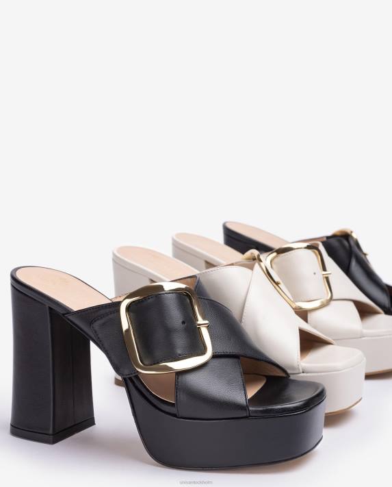 Unisa kvinnor svart sandal med bred korsad rem 06DT808