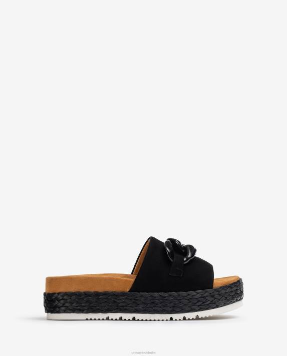 Unisa kvinnor svart sandal med kedjekant 06DT810