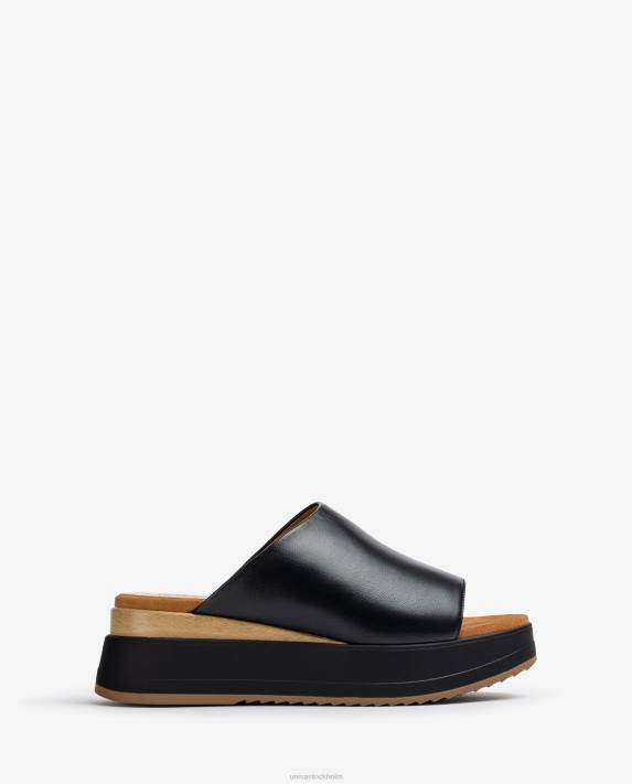 Unisa kvinnor svart sandal med kilklack och bred vamp 06DT827