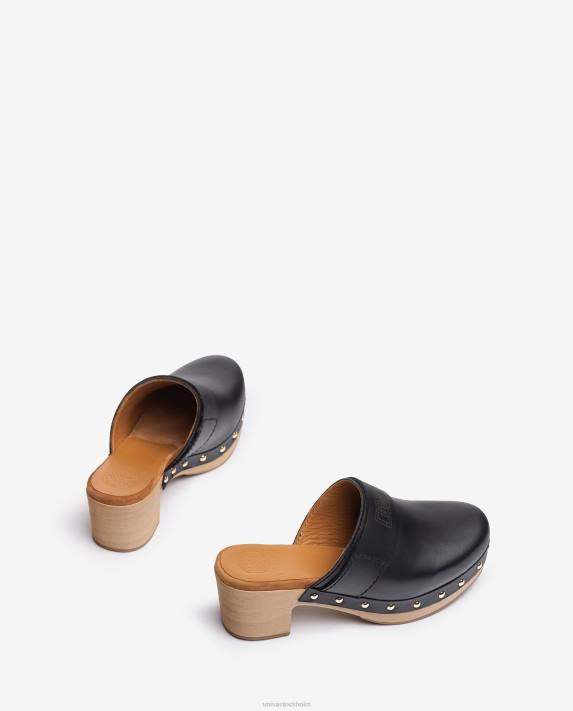 Unisa kvinnor svart träsko gjord i läder 06DT806