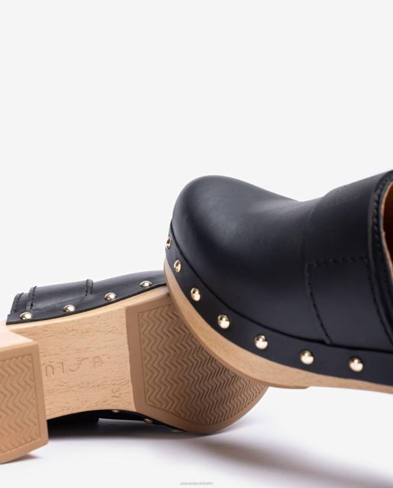 Unisa kvinnor svart träsko gjord i läder 06DT806