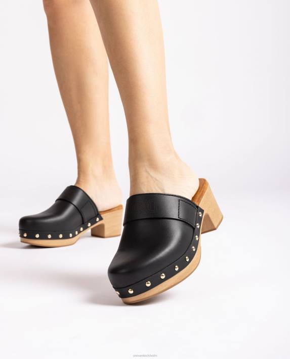 Unisa kvinnor svart träsko gjord i läder 06DT806