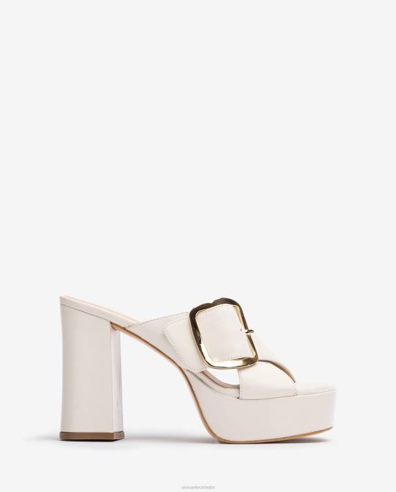 Unisa kvinnor vit sandal med bred korsad rem 06DT809